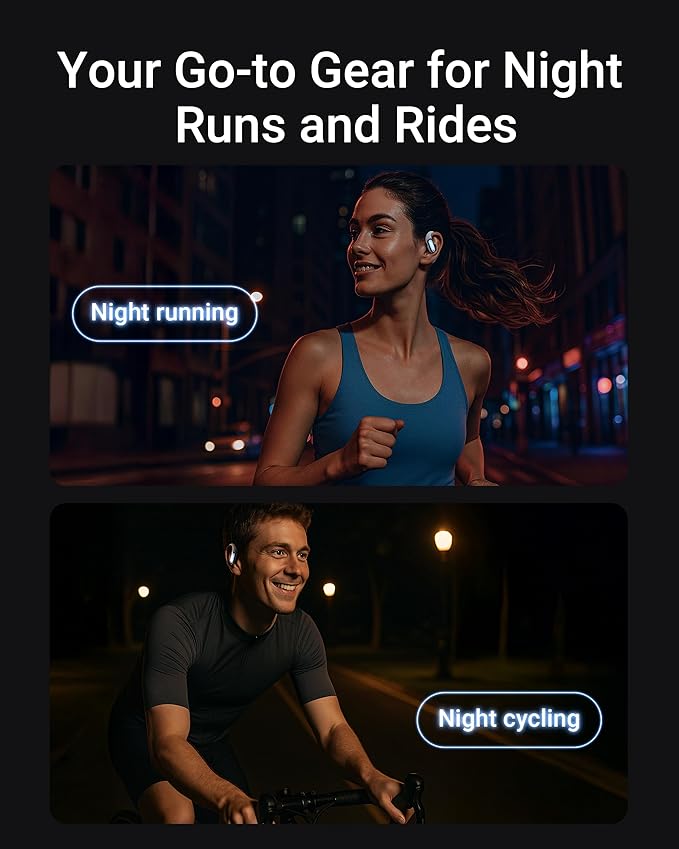 ACEFAST AceFit Pro Open-Ear Headphones, Night Safety Mode for Sports, Powerful Bass, 7.6g Ultra-Comfort, Bluetooth 5.4, 30H Playtime with Digital Display, IP54 Sports Earbuds for Running & Workouts