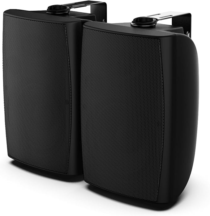 STUDIOFINIX 6.5 Inch 400W Outdoor Speakers Wired Waterproof Passive with Powerful Bass, Wall Mount Speakers for Patio Garden Poolside Home(Pair,Black) (Black, 8)