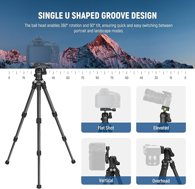 NEEWER TP09 Carbon Fiber Mini Tripod Compatible with iPhone, 20" Lightweight Compact Travel Desktop Tripod Stand with Ball Head, Phone Holder, Remote for Phone DSLR Camera Video Camcorder Webcam