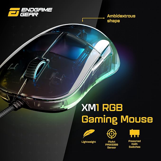 ENDGAME GEAR XM1 RGB Gaming Mouse, Programmable Mouse with 6 Buttons and 16,000 DPI, Dark Reflex