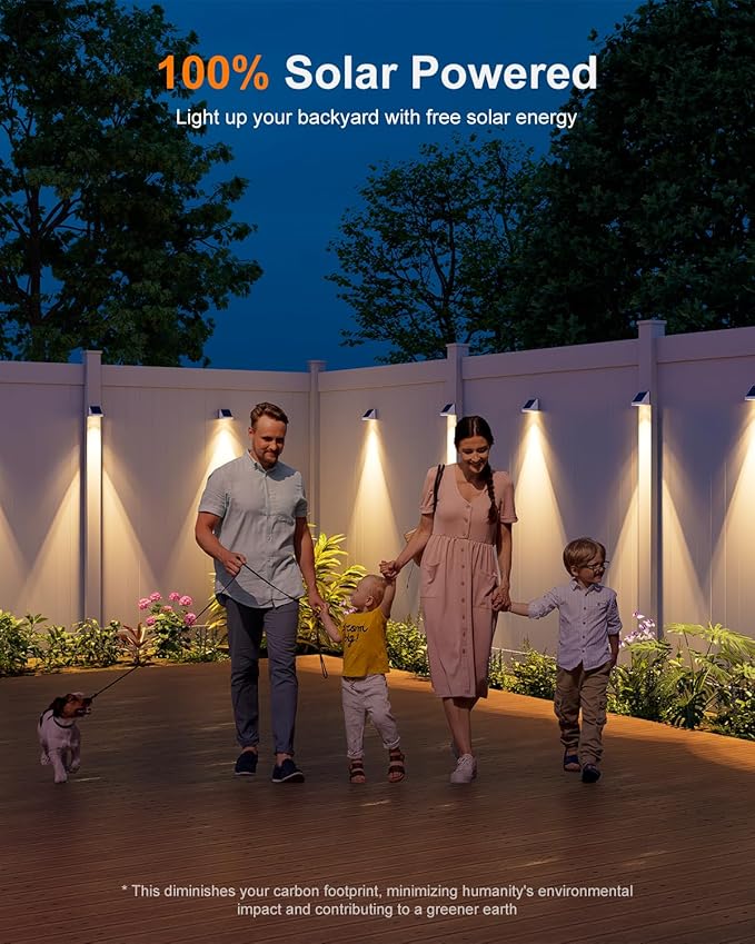 12 Pack Solar Powered Fence Lights Outdoor Waterproof with Warm White LED Spot Lens, for Outside Pool Cage, Patio, Yard, Rail, Garage, Adhesive Designed for Easy Mounted (White Shell)