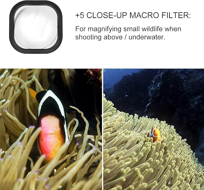 4 Pack Underwater Dive Filters for GoPro Hero 8 9 10 11 12 13 Black Official Waterproof Housing Case in Red, Light Red, Magenta, and 5X Close-up Filters for Underwater Color Correction
