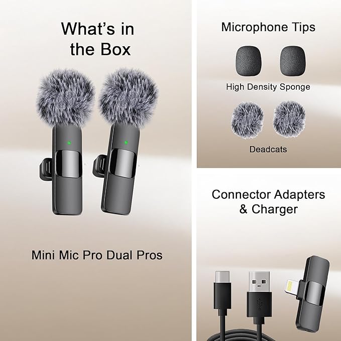Mini Mic Pro (Latest Model - Wireless Microphone for iPhone, iPad, Android, Lavalier Microphone for Video Recording - iPhone Mic Crystal Clear Recording with USB-C for Podcast (iPhone 14 & Below)