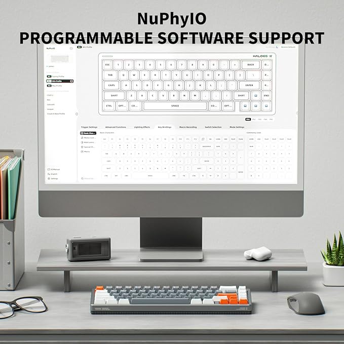 nuphy Halo65 HE Rapid Trigger Gaming Keyboard, 65 Percent 67 Keys Wired Magnetic Switches Keyboard, Hall Effect Keyboard, Hyper-Fast Adjustable Actuation, RGB Hot-swappable, 8K Hz Polling Rate