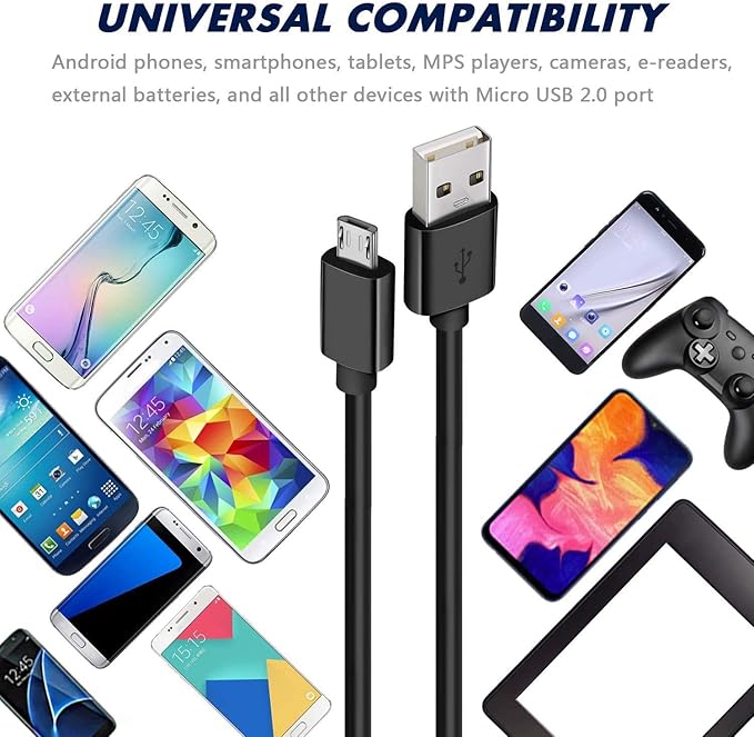 Master Cables Replacement Compatible USB Cable USB Cable (6,5 Ft) for Amazon Fire TV Stick, Kindle Keyboard,Kindle Touch, Fire,HD,Paperwhite, Echo Dot. for All Models which use a Micro USB Cable