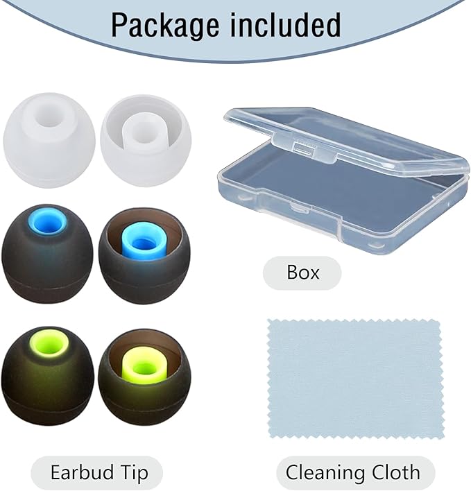 Silicone Replacement Earbud Tips for In-Ear Headphones (Inner Hole 3.8mm-5.1mm) - 9 Pairs, S/M/L