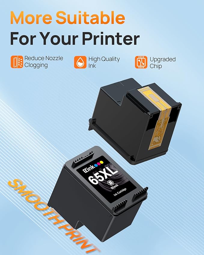 65XL 65 Black Ink Cartridge Ink Cartridge Remanufactured for hp 65 Ink cartridges Black Ink 65 XL 65XL Works with HP Envy 5055 5000 5070 5052 5014 DeskJet 3755 3772 3700 3752 3722 2600 2622 (2 Black)