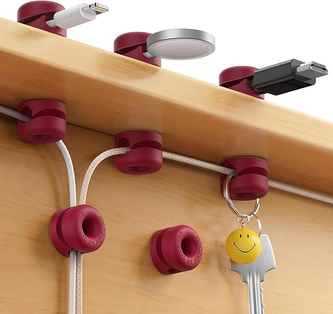 8Pack Cord Organizer JOYROOM Silicone Cable Clips [1s Side-Snap Lock] Desktop Cable Management, Adhesive Phone Charger Wire Keeper for Nightstand Office Workspaces Desk Organization Home Accessories