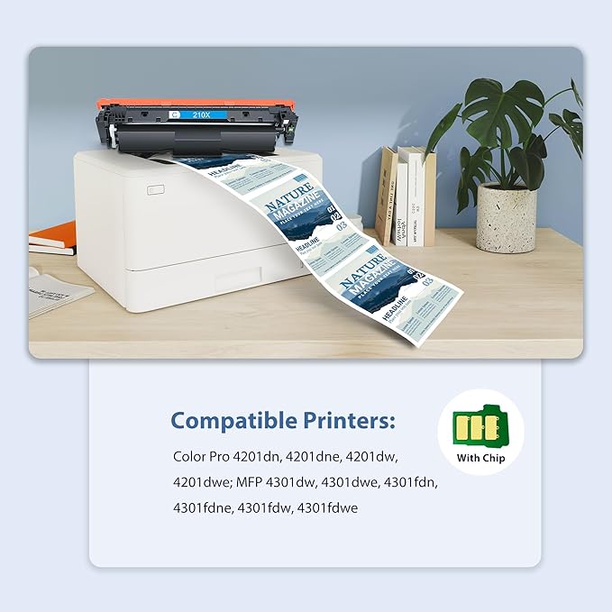 210X Toner Cartridges 4 Pack Compatible for 210X High Yield 210A Set for Color LaserJet Pro 4201dn 4201dne 4201dw 4201dwe MFP 4301dw 4301dwe 4301fdn 4301fdne 4301fdw 4301fdwe Printer(BK/Y/M/C)