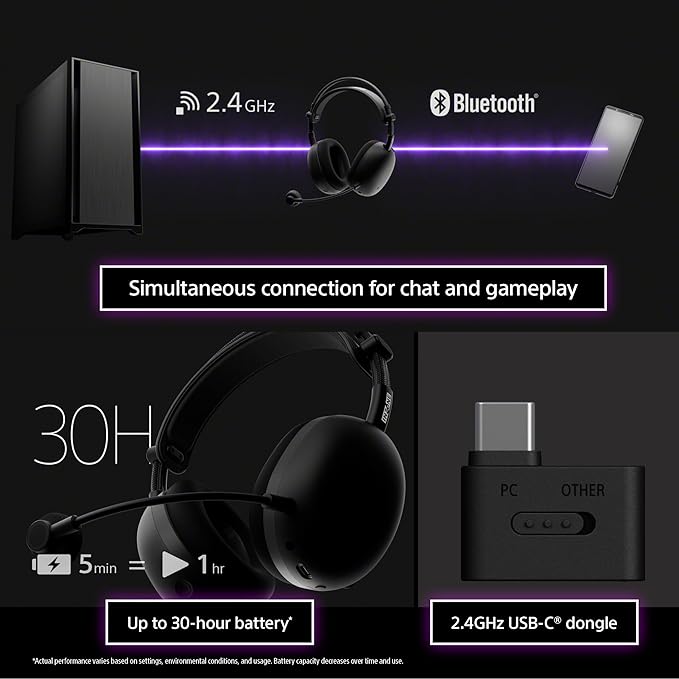 Sony INZONE H9 II Wireless Noise Canceling Gaming Headset, WH-1000XM6 Drivers, Lightweight, Detachable Cardoid AI Mic, 2.4GHz and Bluetooth, Soft Case, for PC, PS5, Switch, and Mobile, White