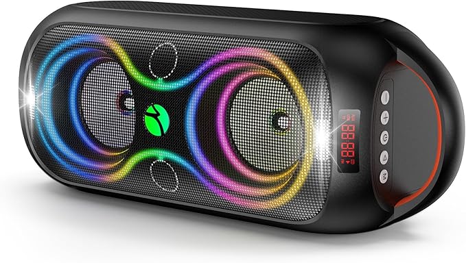 Bluetooth Speakers Wireless- 40W(Peak) 120dB Loud Sound, 8 LED Lights, Bluetooth 5.3, 6-8 Hours Playtime, Protable Handle, FM/USB & Mic Input, Large Portable Speaker for Party,Outdoor,Camping,Beach