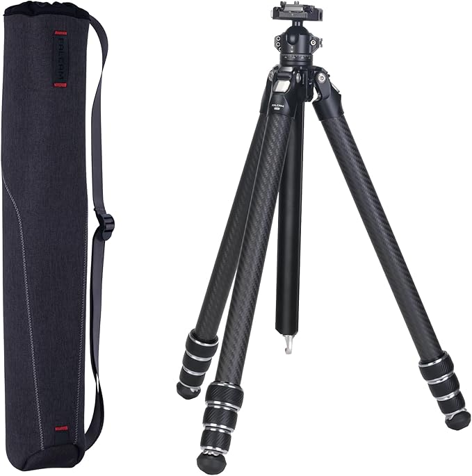 TreeRoot 61" Carbon Fiber Small Travel Tripod Kit C141K-301, 4-Section Round Tube Legs, Quick Lock Tripod with Ballhead-T00A4903