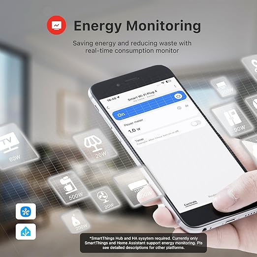 THIRDREALITY Smart Plug M1 4 Pack via WiFi Matter, Real-time Energy Monitoring, 15A/1800W Max, Smart Outlet, ETL Certified, Compatible with SmartThings, Home Assistant