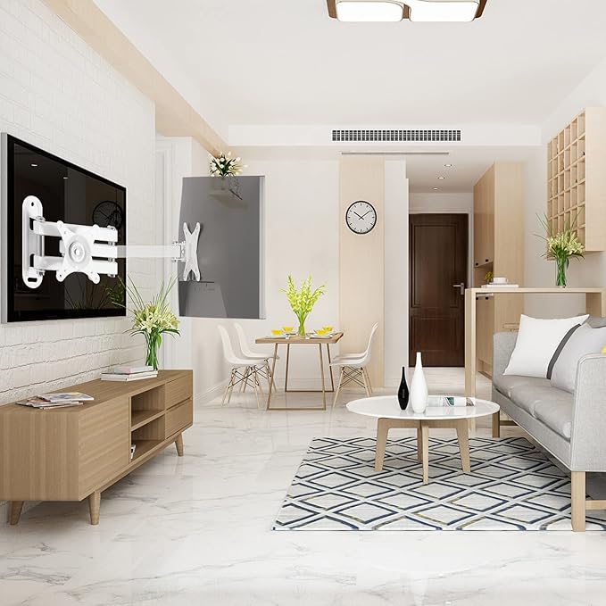 Suptek TV Wall Mount Swivel Tilt Rotation Full Motion Adjustable Articulating for Most 15-32 inch LED, LCD Monitor Wall Mount VESA 75,100, White, 2 Packs (MA2720W-2)