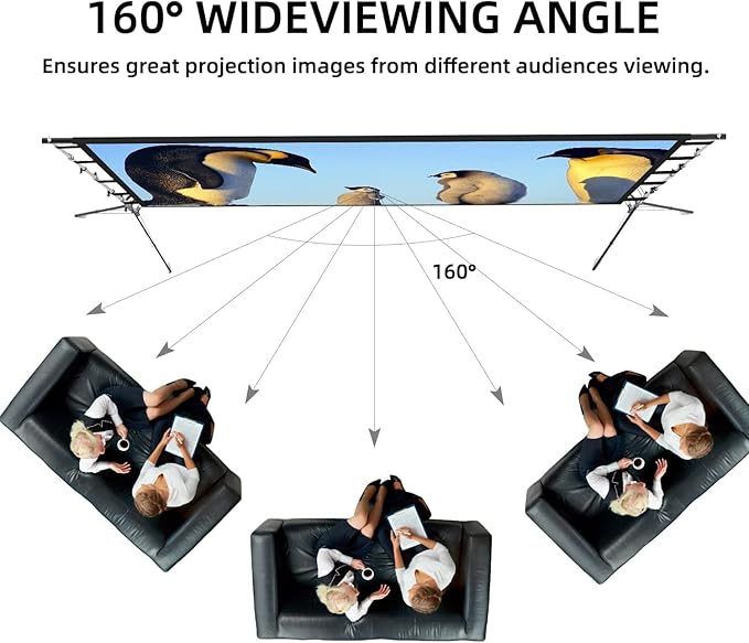 150'' Portable Projector Screen with Stand, 4K HD Outdoor Movie Screen, 10-Year Exchange