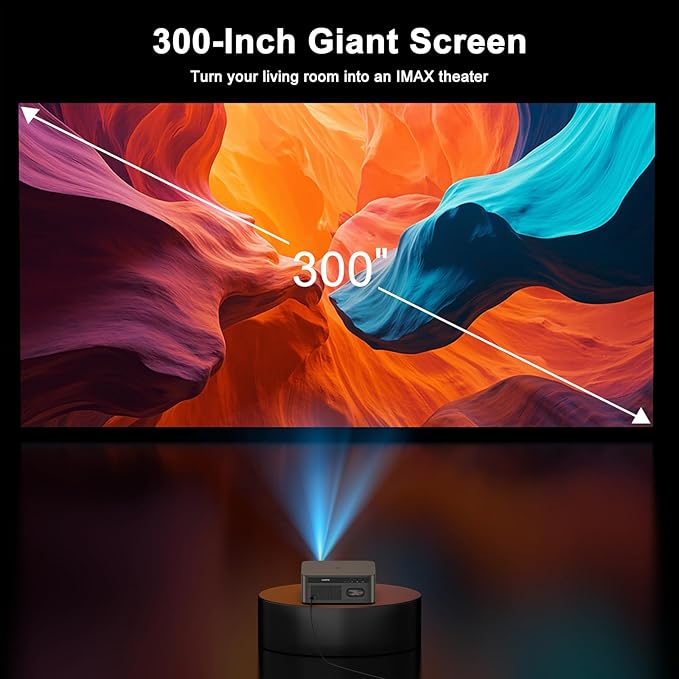 2500 ANSI Lumen Official Netflix Licensed 4K UHD Smart Projector, HAPPRUN Home Theater with Dolby Audio, Wi-Fi 6 & Bluetooth 5.2, Built-in Streaming Apps, Works with Smartphones, Indoor & Outdoor Use