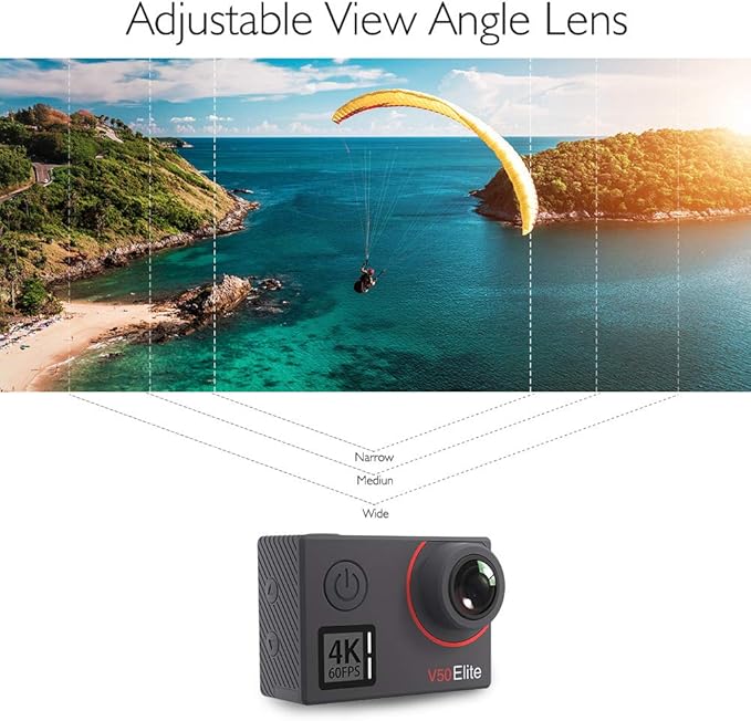 AKASO V50 Elite 4K60fps Touch Screen WiFi Action Camera Voice Control EIS 131 feet Waterproof Camera 8X Zoom Remote Control (with 64GB MicroSD Card)