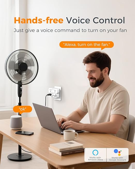 TESSAN 2 Pack Smart Plug, WiFi Smart Outlet with Dual Sockets, Compatible with Alexa and Google Home, Remote Control Outlet with Timer Function, Voice Control, Surge Protection, 2.4GHz WiFi Only