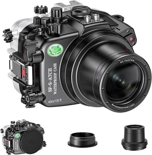 Sea frogs Underwater Camera Case Compatible with Sony A7C-II for FE 28-70mm F3.5-5.6 OSS IPX8 40m/130ft Maximum Diving Depth A7C-2 Waterproof Camera Housing for Diving, Surfing, Rowing A7C II