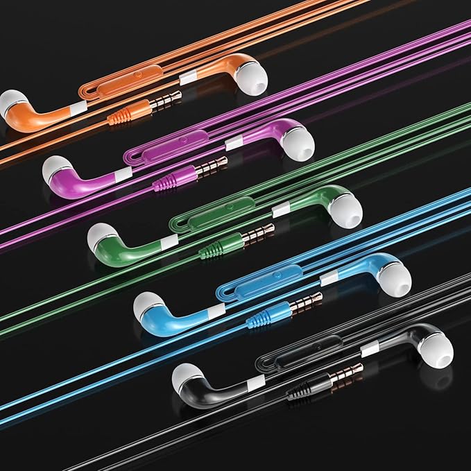 Bulk Earbuds with Microphone 10 Pack, Wired Earbuds Earphones Multicolor Headphones with mic for Kids for School for Classroom Students with 3.5mm Jack