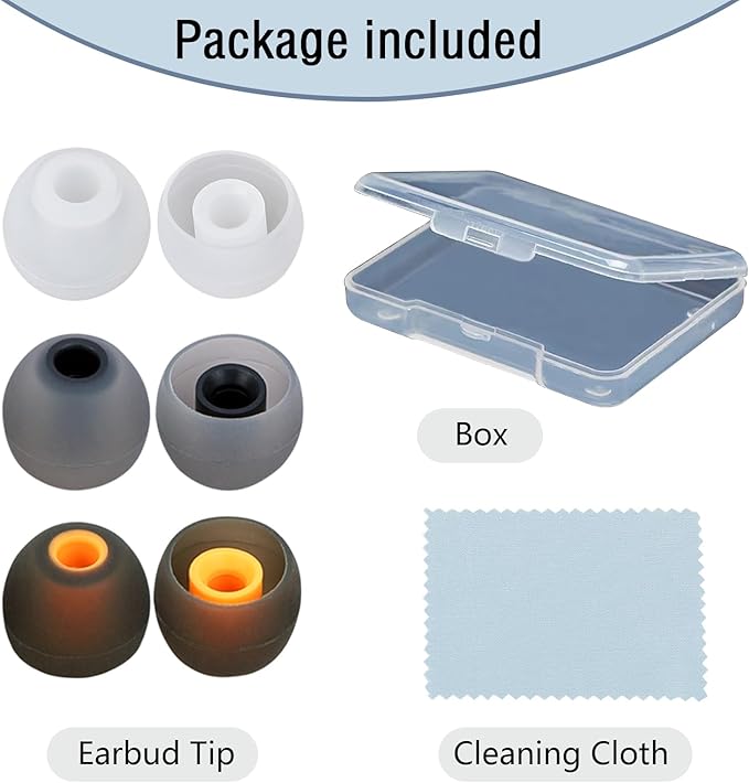 Earbud Replacement Tips Silicone Earbud Tips Earbud Covers Fit for in-Ear Headphones (Inner Hole 3.8mm -5.1mm) Ear Tips Earbud Rubber Tips 9 Pairs S/M/L