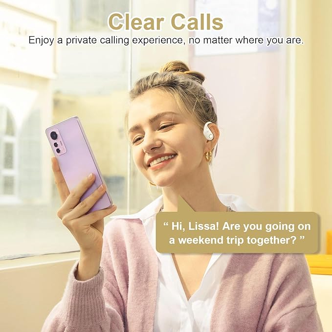 Open Ear Earbuds, Bluetooth 5.3 Wireless Air Conduction Headphones with Mic, LED Display Charging Case&Fast Charging, Ultra-Light Weight, 80H Playtime Earbuds for Work, Sports (White)