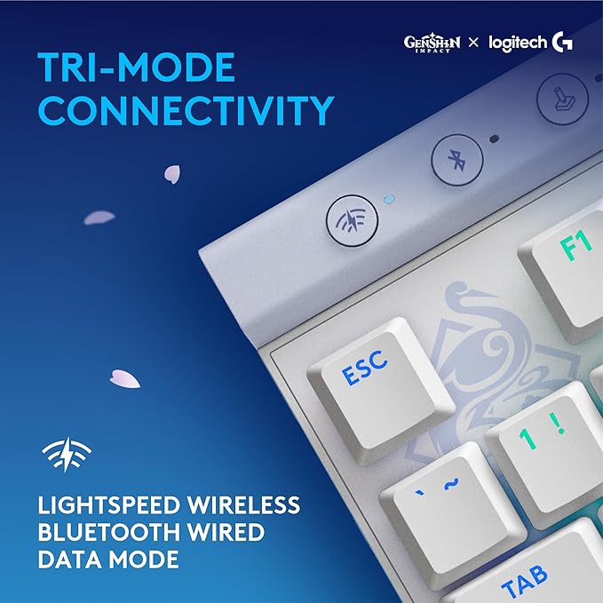 Logitech G515 Wireless Gaming Keyboard TKL, Low Profile, Kamisato Ayaka Special Edition, LIGHTSYNC RGB, Thin Tenkeyless Design, Double-Shot PBT Keycaps, Tactile Brown Mechanical Switches