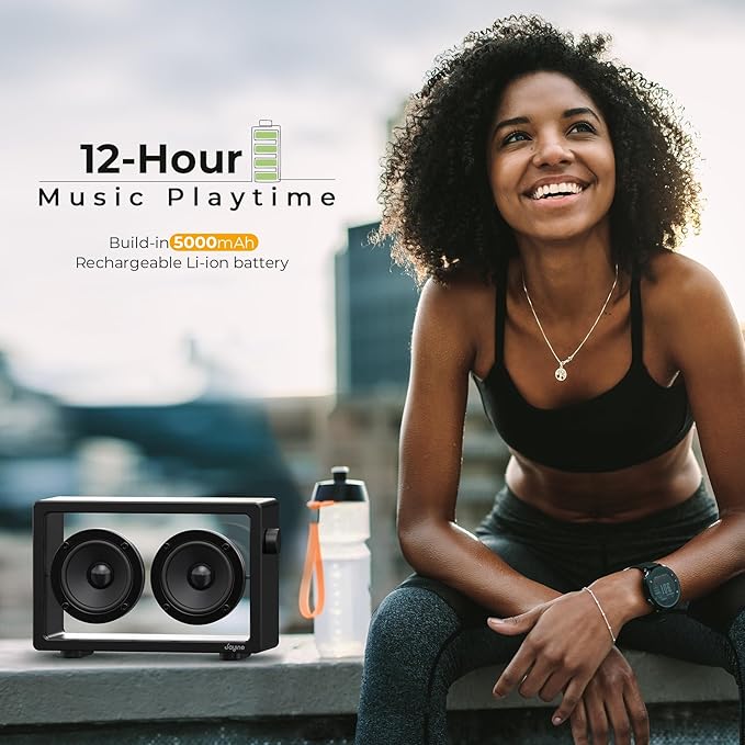 Cassette Portable Bluetooth Speaker, 20W Minimalist Speakers Bluetooth Wireless Loud, HD Powerful Sound and Wide Compatibility V5.3 for Indoor Outdoor - Black