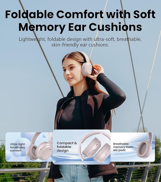 Edifier W820NB Plus Gen 2 Wireless Over-Ear Noise Cancelling Headphone, -49 dB ANC, LDAC Hi-Res Audio, 88H Playtime, Spatial Sound, AI Clear Calls, Bluetooth V6.1 & Multipoint - Smoky Pink