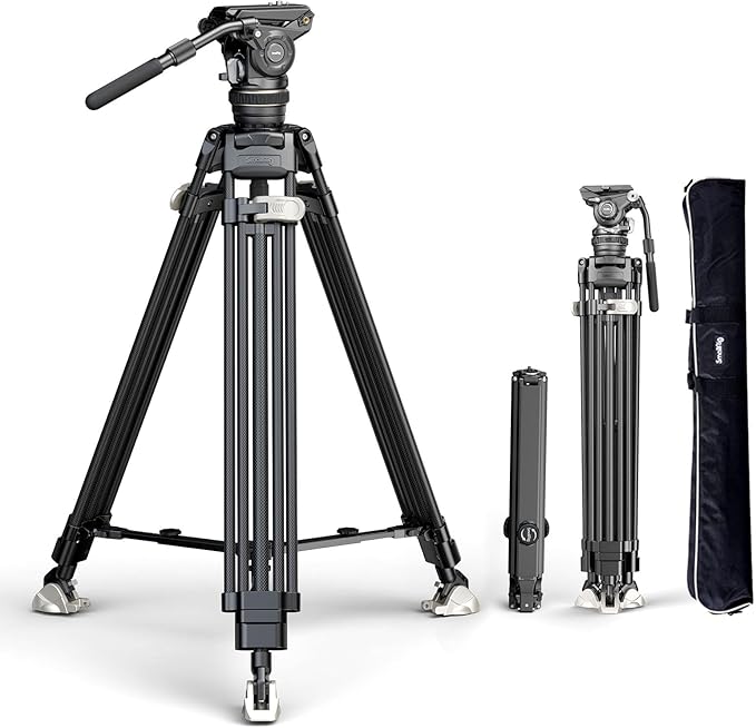 SmallRig AD-120 FreeBlazer Counterbalance Carbon Fiber Video Tripod Kit, 77" Video Tripod with 6-Step Counterbalance, Adjust Step-Less Damping on Pan/Tilt, Dual-Mode QR Plate, Max Load 17.6lbs-4463