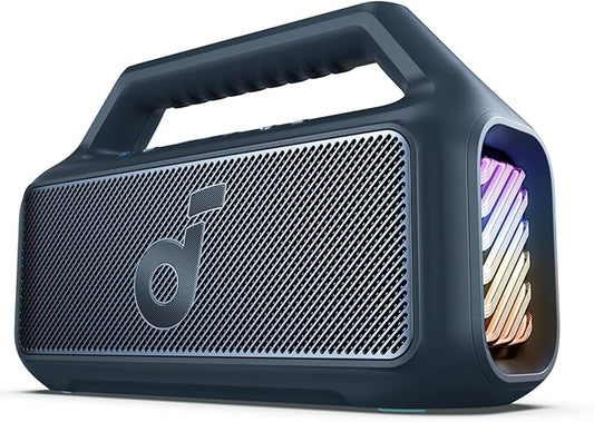 soundcore Boom 2 By Anker, Outdoor Speaker, 80W, Subwoofer, BassUp 2.0, 24H Playtime, IPX7 Waterproof, Floatable, RGB Lights, USB-C, Custom EQ, Bluetooth 5.3, Portable for Camping, Beach, and Backyard