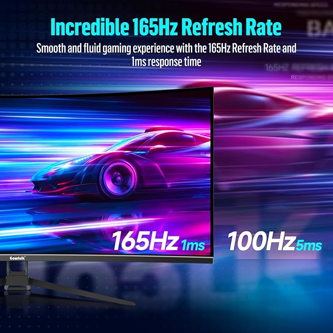 34 Inch Ultrawide Curved Gaming Monitor, 1500R PC Screen 165hz UWQHD 4K, Curved Computer Screen with FreeSync, Support Wallmount 75x75mm-Black