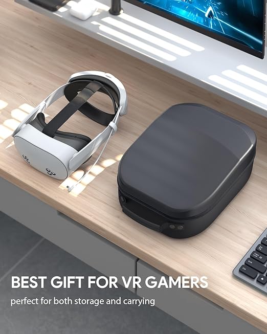 Aubika Carrying Case for Meta Quest 3S/Quest 2/ Quest 3/Pico 4/Vision Pro, Compatible with Elite/Battery Headset Strap Accessories, Hard Travel Case - Black