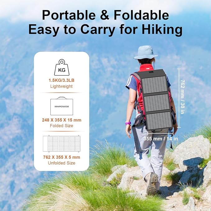 45W Portable Solar Panel Charger with USB-C, USB-A and DC Outputs 18V Foldable IP67 Waterproof Solar Panels with an Adjustable Kickstand, Mini Charger for Phones, Power Bank, Camping, Hiking, Outdoor