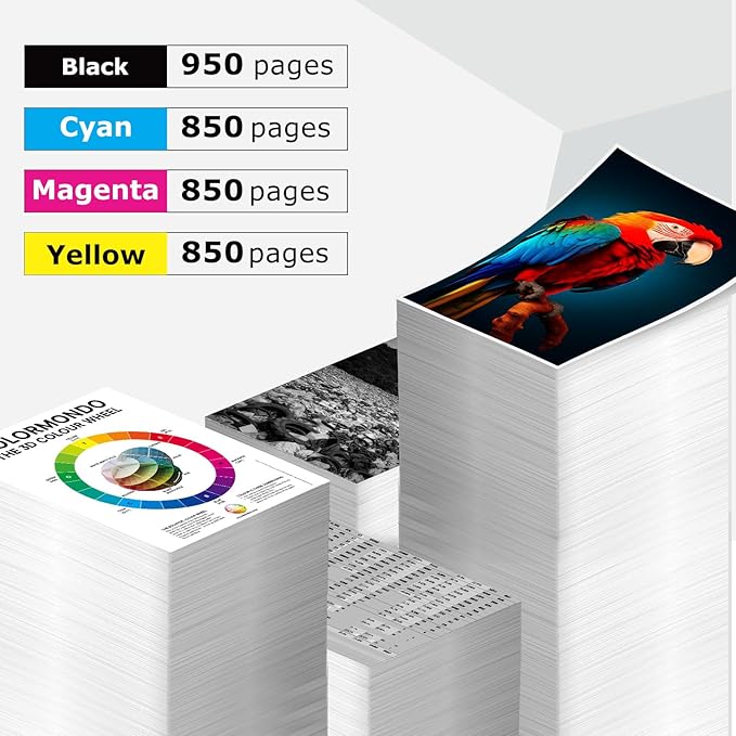 902 XL Replacement for HP 902XL Ink Cartridges Combo Pack 4 Pack for OfficeJet 6968 6978 4-Pack 6960 6962 6963 6964 6966 6970 6971 6974 6975 6978 6950 6954 6956 6958 6951 6961 Printers for HP902 KCMY