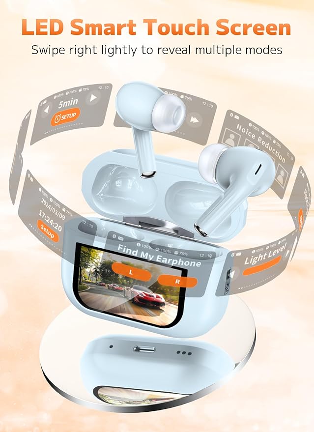 Wireless Earbuds, Active Noise Cancelling, Bluetooth in-Ear Headphones with Charging Case, Bluetooth 5.4 Ear Buds for Laptop, Android/iOS, Pad