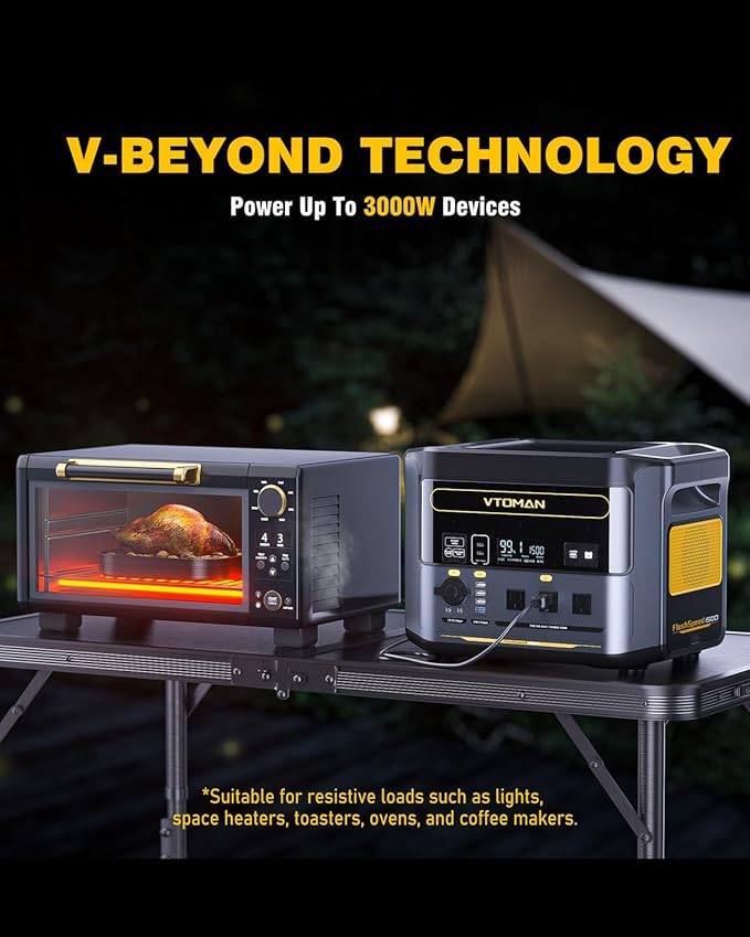 VTOMAN FlashSpeed 1500 Portable Power Station 1548Wh - Recharge 0-100% within 1H, LiFePO4 Battery Powered Solar Generator with 110V/1500W AC Output/Input, 100W USB Port for Camping, Home Backup