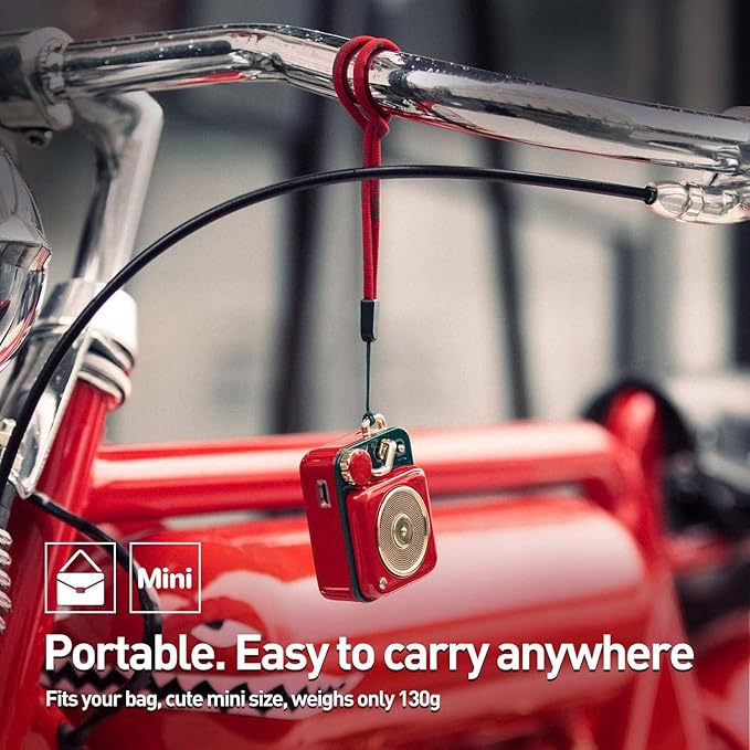 Muzen Mini Bluetooth Speaker, Button Small Cute Portable Metal Retro Wireless Speaker with Loud Volume Great Sound and Portable Lanyard & Gift Bag for Office Classic Vintage Decor