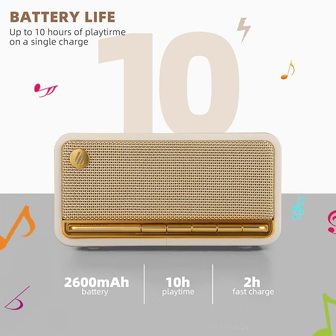 Edifier Retro Wood Bluetooth Speaker, Wireless Portable Speakers with 20W Stereo Sound, Vintage Decor Speaker with AUX,USB Soundcard Micro SD White