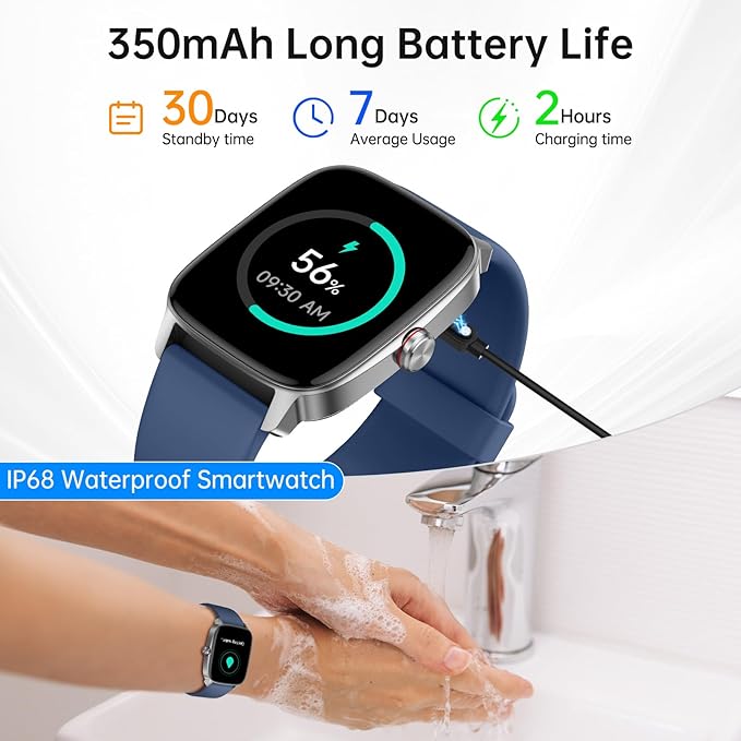 Smart Watches for Women Men with Bluetooth Call & AI Voice, 1.85" HD Fitness Tracker with Heart Rate SpO2 Sleep Monitor, 100+ Sports Modes Mini Games, IP68 Waterproof Smartwatch for Android iOS Phones