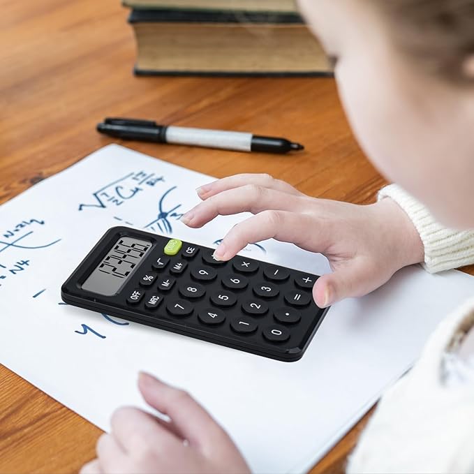 Basic 4 Function Calculator for Students and Office: Small, Portable, and Easy-to-use - Suitable for School and Office Essentials (Black)