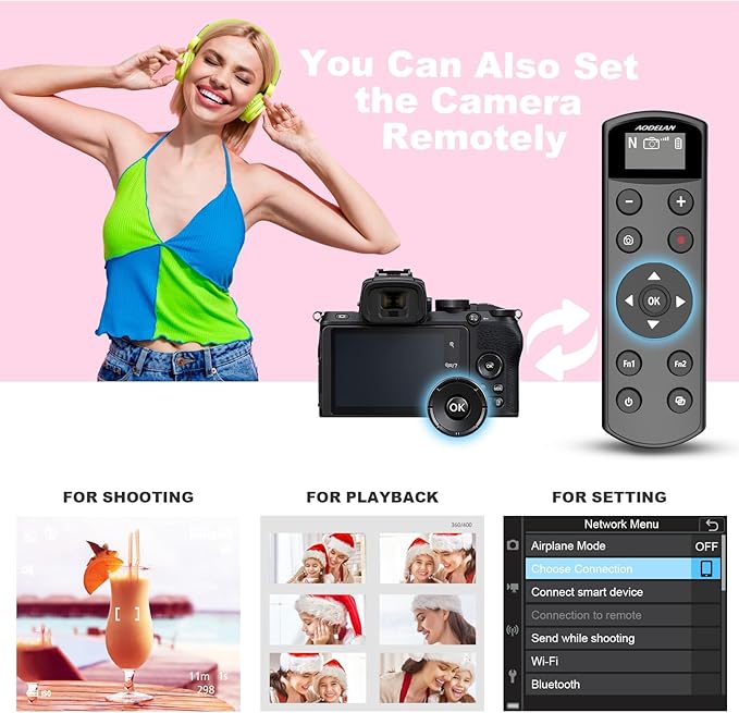 for Nikon Wireless Shooting Grip and Tripod,Rechargeable Wireless Shutter Release with OLED Screen – Video, Zoom & Focus Control for for Nikon A1000, B600, P1000, P950, Z6III, Z30, Z50II, Zfc, Z5