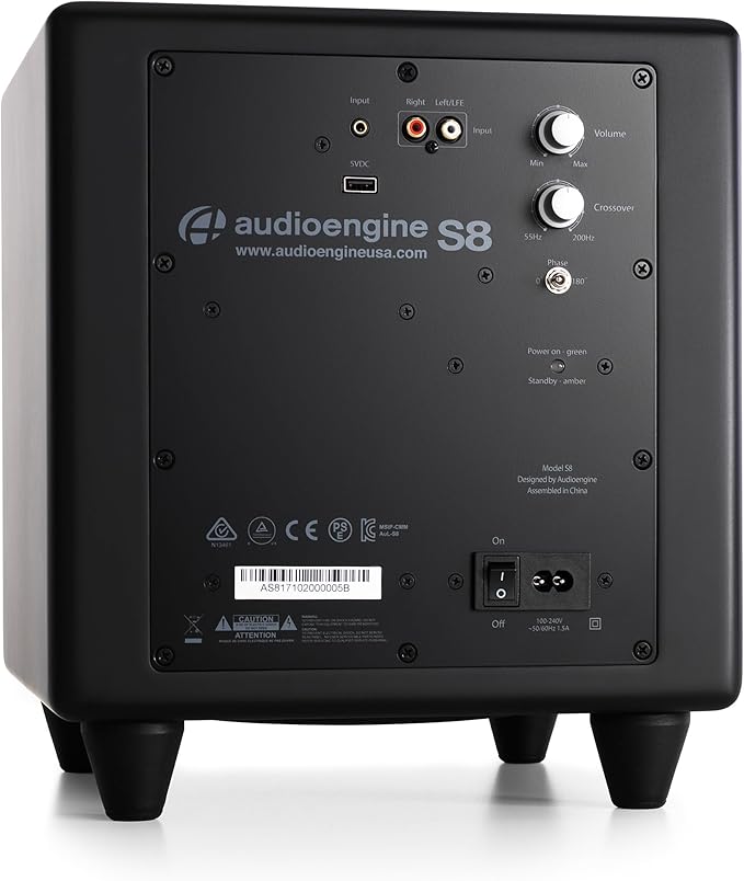 Audioengine S8 250W Wireless Subwoofer Kit with Built-in Amplifier (Wireless Kit, Black)