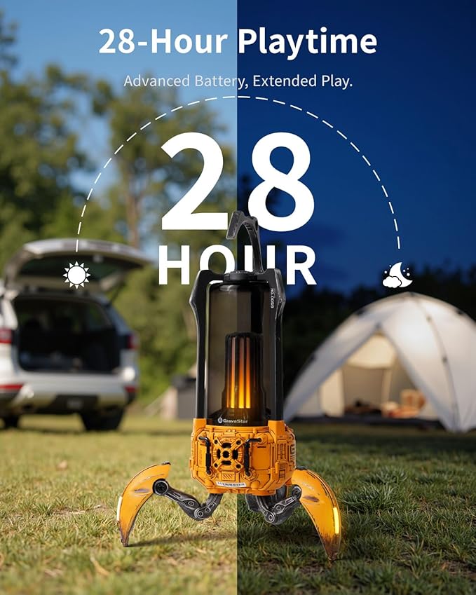 Gravastar Supernova Portable Bluetooth Speaker, LED Table Lamp Speaker, 9H Playtime, TWS Pairing, Wireless Speakers fo Party/Outdoor/Camping/Gifts