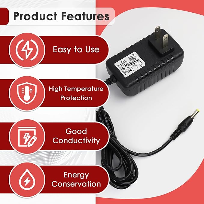 2 Pcs Power Cord for Alexa Dot 3rd / 4th / 5th Gen 2022, Echo Show Black Charger Cable - 1.5M Long Power Adapter