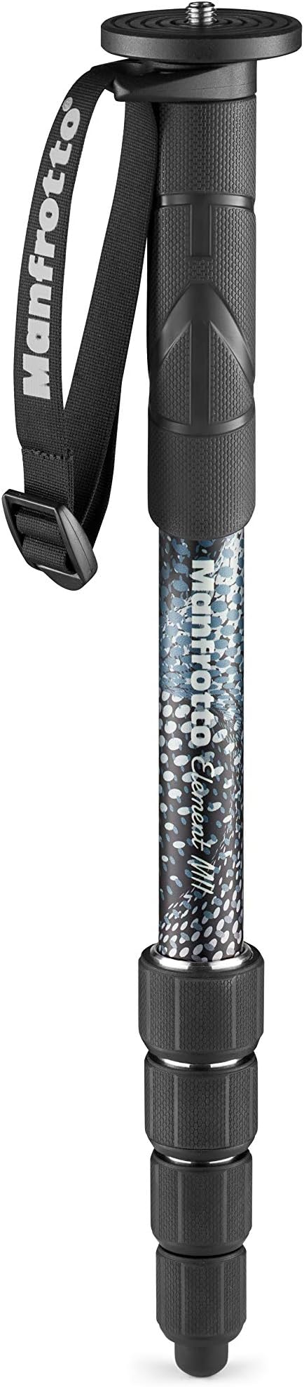 Manfrotto Element MII MMELMIIA5BK, Lightweight 5-Section Aluminium Travel Camera Monopod, with Wrist Strap, Rubber Grip, Twist Locks, Load up 15kg, for Compact Cameras, Mirrorless, DSLR, Black