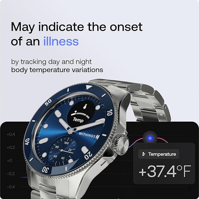 WITHINGS Scanwatch Nova - Heart Health Hybrid Smart Watch for Men & Women - SPO2, Temperature Monitoring, Sleep, Respiratory Health, Cycle Monitoring, 30-day Battery Life, Apple iOS/Android