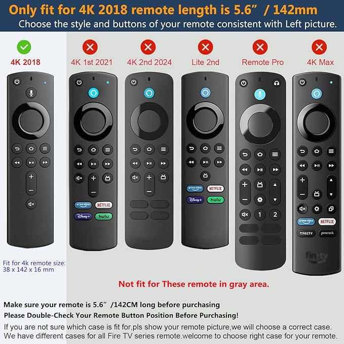 [2 Pack] Pinowu Firestick Remote Cover, Silicone Firetv Remote Case Compatible with Fire TV Stick 4K (2018) Alexa Voice Remote Control (Green Glow & Red Not Glow)