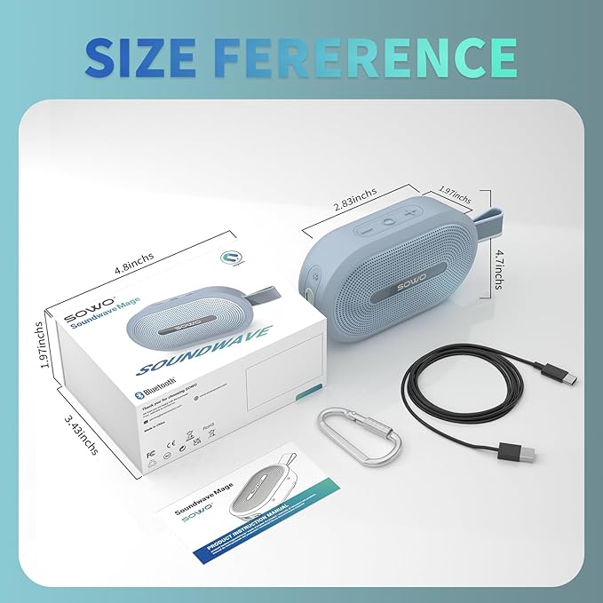 SOWO Wireless Portable Small Speaker, Ultra Magnetic Bluetooth Speaker for Golf Cart, Coverless IP67 Waterproof, 24 H Playtime, Pro Sound, Clip Hanging Design for Outdoor, Indoor - Blue