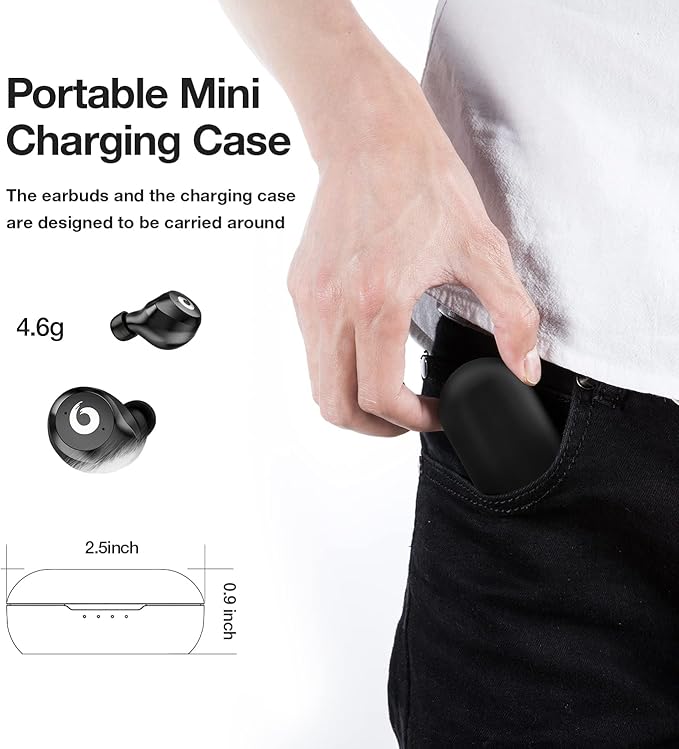 X9 Wireless Earbuds Bluetooth 5.3 Headphones Waterproof Stereo Earphones in Ear Touch Control with Microphone Headset with Deep Bass for Sport, Gaming and Running(Black)